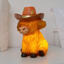 Brown Highland Cow Battery Table Light - thumbnail 1