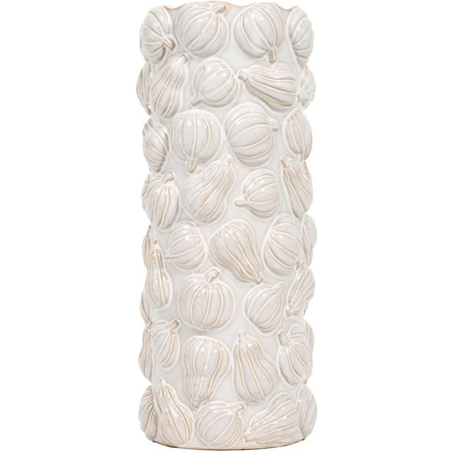 Pumpkin Reactive Glaze Vase White - image 1