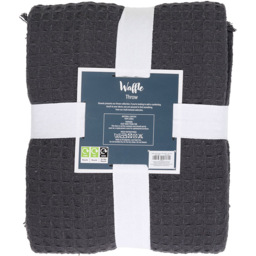 Waffle Cotton Throw Charcoal - thumbnail 3