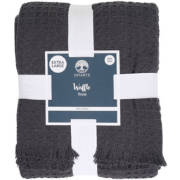 Waffle Cotton Throw Charcoal