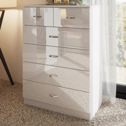 FWStyle Chilton 6 Drawer White Gloss Chest of Drawers