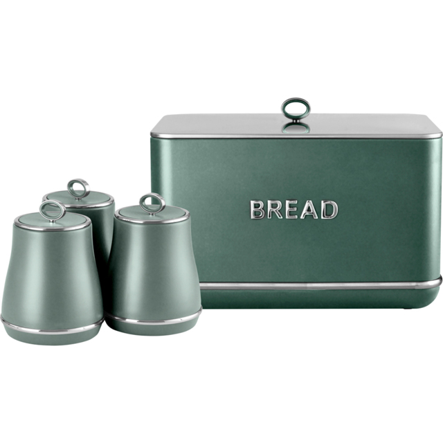 Tower Renaissance EEJB287 Forest Green Bread Bin with 3 Piece Canister Set - image 1