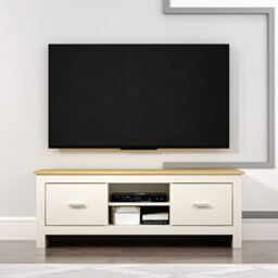 Lexington 2 Door 2 Shelf Cream and Gold TV Unit