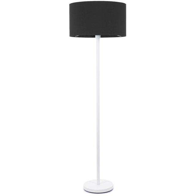 ValueLights Charlie White Floor Lamp with Black Drum Shade and Bulb - image 1