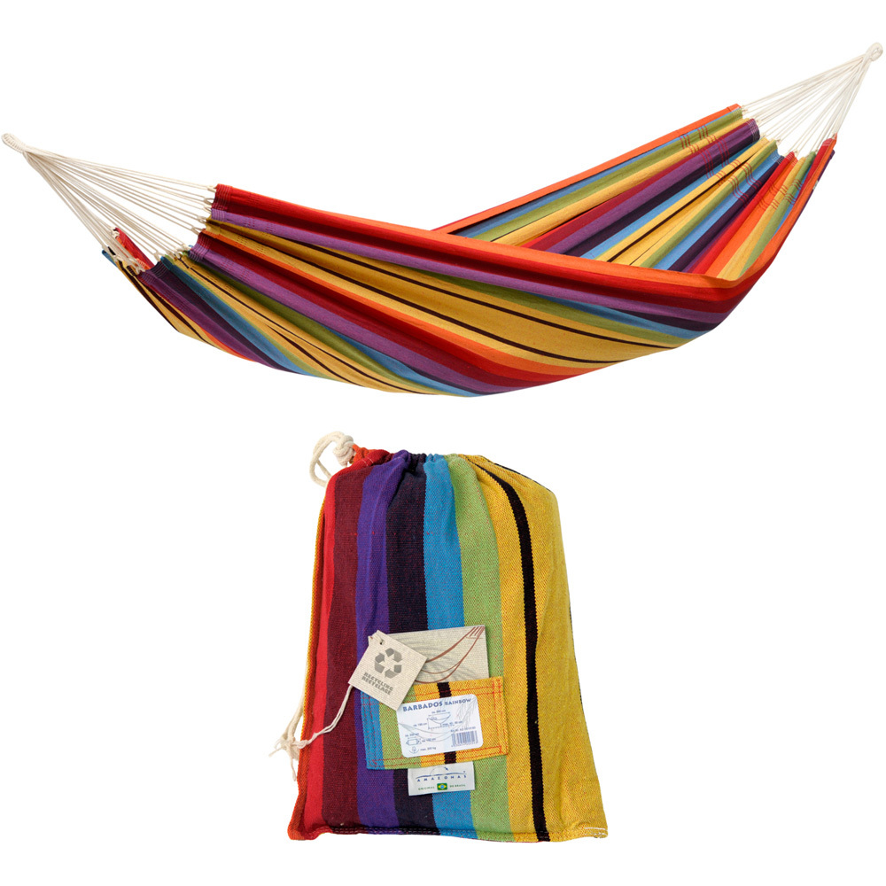 Amazonas Barbados Rainbow Double Premium Traditional Cotton Garden Hammock Only by Homebase