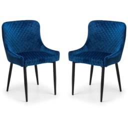 Julian Bowen Luxe Set of 2 Blue Velvet Dining Chair - thumbnail 2