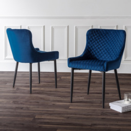 Julian Bowen Luxe Set of 2 Blue Velvet Dining Chair