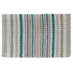 Milan Beige and Blue Chenille Loop Bath Mat 50 x 80cm