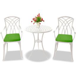 Centurion Oshowa White and Green 2 Seater Cast Aluminium Garden Bistro Set with Cushions - thumbnail 2