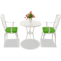 Centurion Oshowa White and Green 2 Seater Cast Aluminium Garden Bistro Set with Cushions - thumbnail 4
