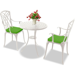 Centurion Oshowa White and Green 2 Seater Cast Aluminium Garden Bistro Set with Cushions - thumbnail 3