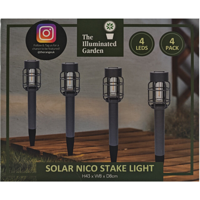 Pack of 4 Solar Nico Stake Lights Grey - image 1