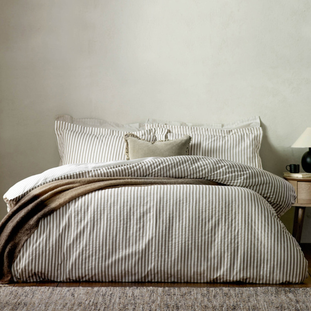 Yard Hebden Mélange Stripe Mole Double Cotton Duvet Set - image 1