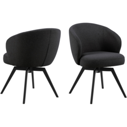 Florence Soli Darlene Oak and Black 4 Seater Round Dining Set - thumbnail 3