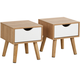 Home Source Boden Oak and White Single Drawer Bedside Table 2 Pack - thumbnail 2