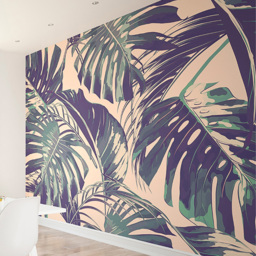 Origin Murals Palm Leaves Blush and Jade Wall Mural