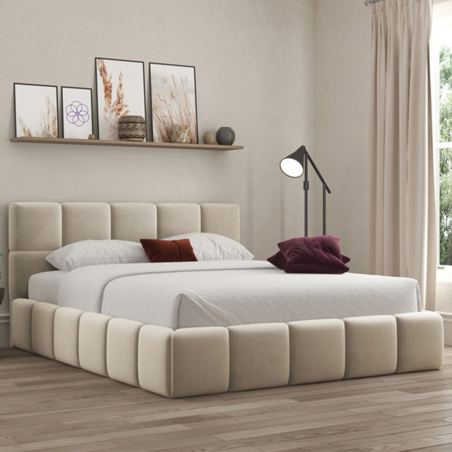 DS Living Ovella Cream King Size Cubed Ottoman Bed - image 1