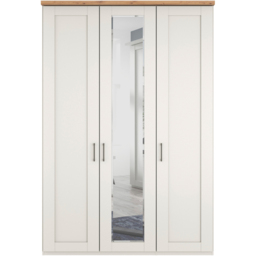 Homebase Truro Boak and White 3 Door Mirrored Hinged Wardrobe with Slate Handles - thumbnail 3