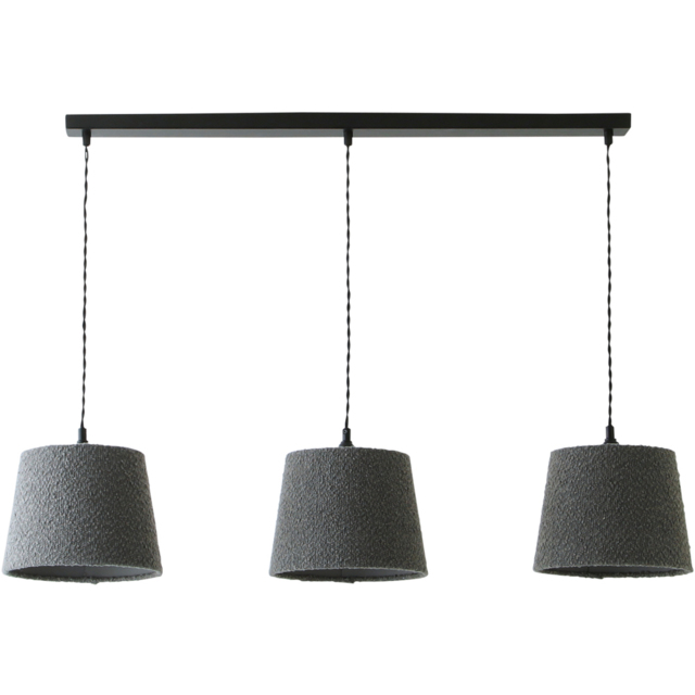 ValueLights Rory Grey Boucle 3 Drop Tapered Ceiling Pendant Light - image 1