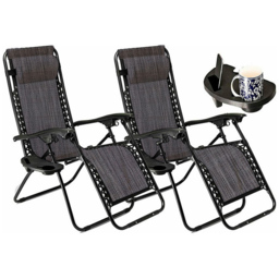 Neo Slate Grey Zero Gravity Recliner Garden Sun Lounger Set of 2 - thumbnail 2