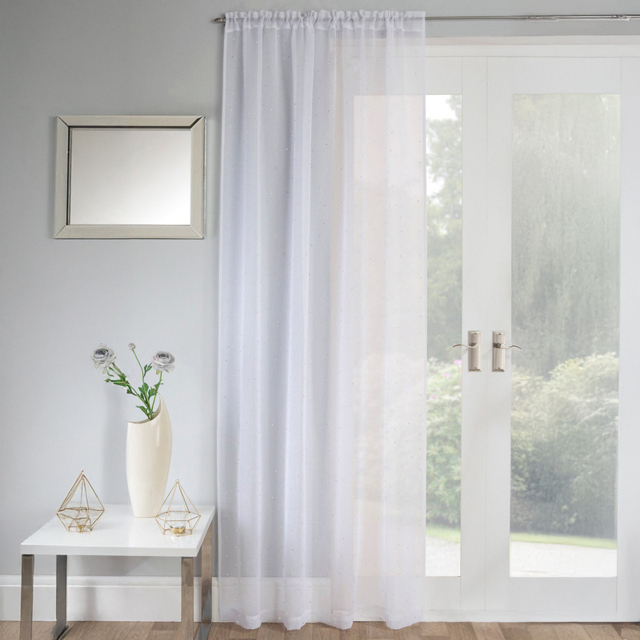 White Jewel Panel Voile Curtain 183 x 140cm - image 1