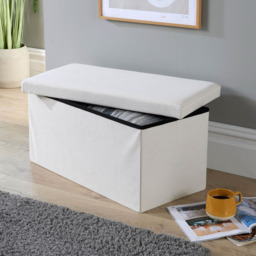 Home Source Corduroy Cream Rectangular Folding Ottoman - thumbnail 3