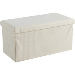 Home Source Corduroy Cream Rectangular Folding Ottoman - thumbnail 2