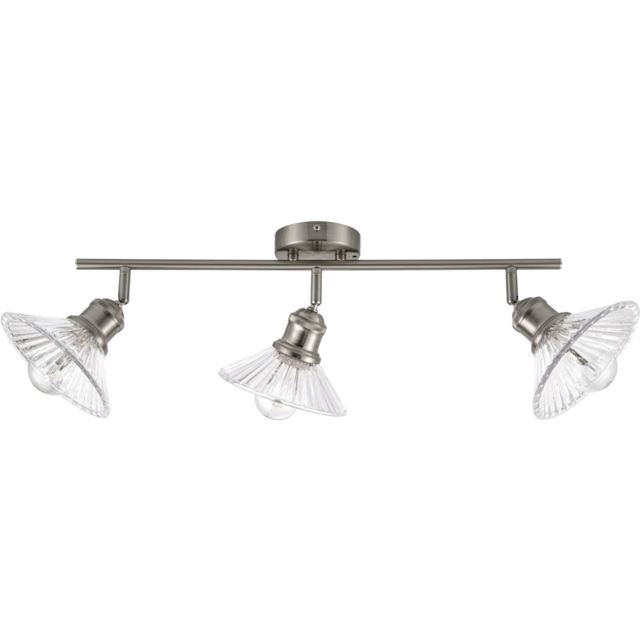 Cosylyte Milan Bathroom Brushed Nickel 3 Light Ribbed Glass Spotlight - image 1