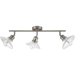 Cosylyte Milan Bathroom Brushed Nickel 3 Light Ribbed Glass Spotlight
