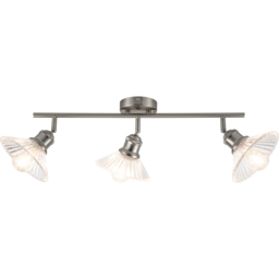 Cosylyte Milan Bathroom Brushed Nickel 3 Light Ribbed Glass Spotlight - thumbnail 3