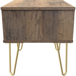 Crowndale Single Drawer White Matt and Vintage Oak Bedside Table - thumbnail 4
