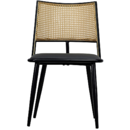 Furniture One Black Rattan Mid-Century Dining Chair Set of 2 - thumbnail 3