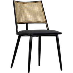 Furniture One Black Rattan Mid-Century Dining Chair Set of 2 - thumbnail 4