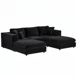 SOLACE+CO Asher Black Velvet Footstool - thumbnail 4