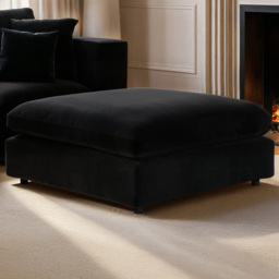 SOLACE+CO Asher Black Velvet Footstool