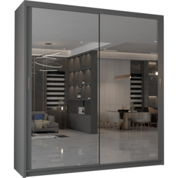 M N Furniture Modern Gala 2 Door Grey Mirrored Sliding Wardrobe 90cm - thumbnail 2