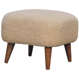 Artisan Furniture Boucle Cream Upholstered Solid Wood Square Footstool - thumbnail 3