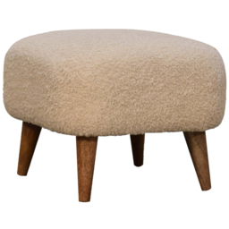 Artisan Furniture Boucle Cream Upholstered Solid Wood Square Footstool - thumbnail 4