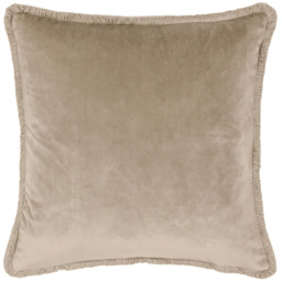 Paoletti Freya Taupe Velvet Fringed Cushion