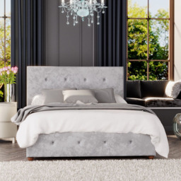 Laurence Llewelyn-Bowen Hesper Small Double Silver Mirazzi Velvet Ottoman Bed