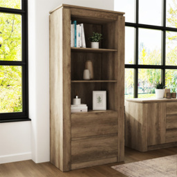 GFW 2 Drawer 3 Shelf Canyon Oak Grey Bookcase