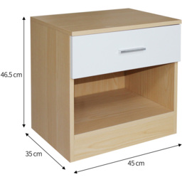 Brooklyn Oak and White High Gloss Single Drawer Bedside Table - thumbnail 4