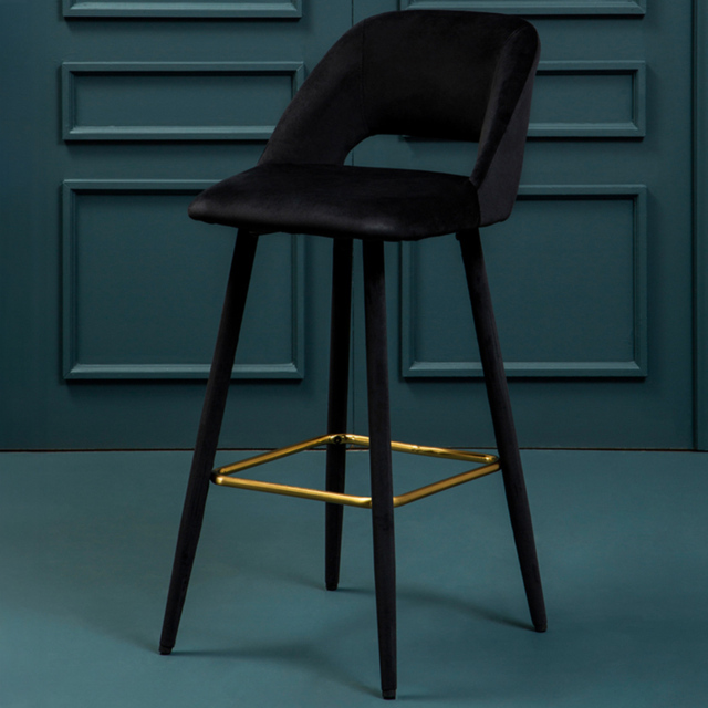 Premier Housewares Warren Black Velvet Bar Chair