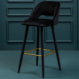Premier Housewares Warren Black Velvet Bar Chair