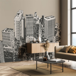 Origin Murals Urban City Skyscrapers Multicolour Wall Mural - thumbnail 1
