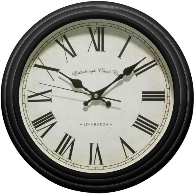 Premier Housewares Black Lined Rim Round Wall Clock 36cm - image 1