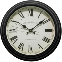 Premier Housewares Black Lined Rim Round Wall Clock 36cm