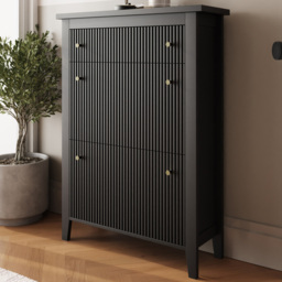 GFW Garrucha Black 2 Door Single Drawer Deluxe Shoe Cabinet