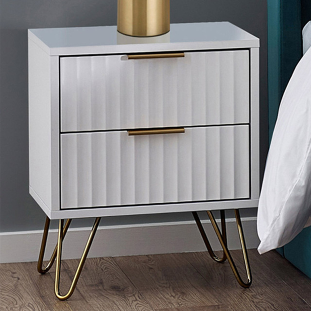Julian Bowen Murano 2 Drawer Matt White Bedside Table - image 1