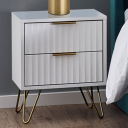 Julian Bowen Murano 2 Drawer Matt White Bedside Table - thumbnail 1